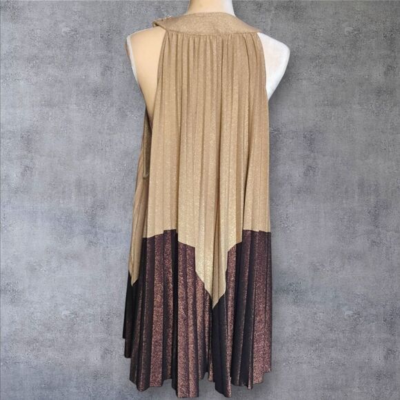 Free People Womens Pleated Love Metallic Mini Dress Size Medium - Picture 3 of 6